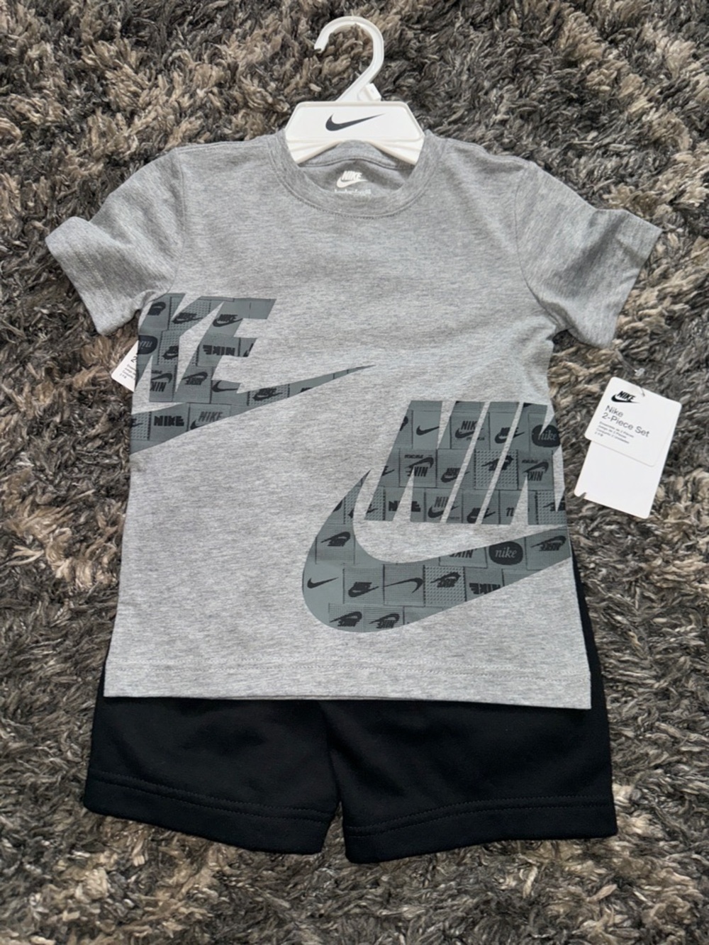Nike Gray Graphic Tee with Black Athletic Shorts